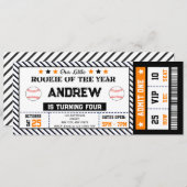 Invitation à l'anniversaire du billet de base-ball (Devant / Derrière)