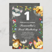 Invitation à l'anniversaire du bois de Chalkboard (Devant / Derrière)