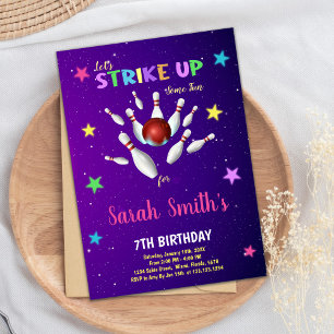 Invitation à l'anniversaire du Bowling violet clai