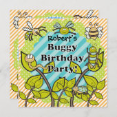 Invitation à l'anniversaire du Buggy personnalisé (Devant / Derrière)
