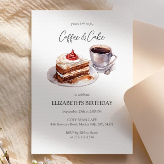 Invitation à l'anniversaire du café et du gâteau