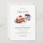 Invitation à l'anniversaire du café et du gâteau (Devant)