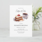 Invitation à l'anniversaire du café et du gâteau (Debout devant)