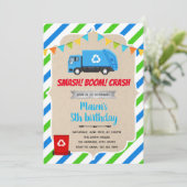 Invitation à l'anniversaire du camion à ordures bl (Debout devant)