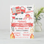 Invitation à l'anniversaire du camion-feu, pompier (Debout devant)