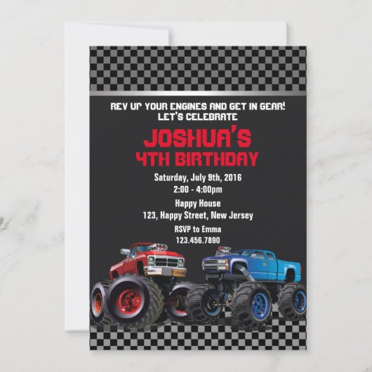 Invitation à l'anniversaire du Camion Monster (Devant)