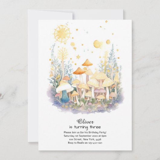 Invitation à l'anniversaire du champignon (Devant)