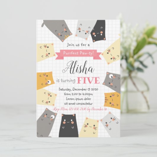 Invitation à l'anniversaire du chat (Debout devant)