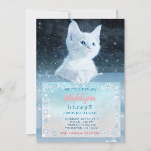 Invitation à l'anniversaire du Chat de Neige (Devant)