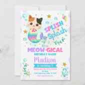 Invitation à l'anniversaire du chat de sirène, fêt (Devant)