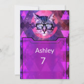 Invitation à l'anniversaire du chat Hipster rose (Dos)