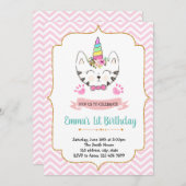 Invitation à l'anniversaire du chat Unicorn (Devant / Derrière)