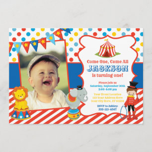 Invitation à l'anniversaire du cirque avec photo