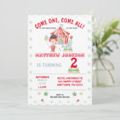 Invitation à l'anniversaire du cirque, venez un, v (Debout devant)