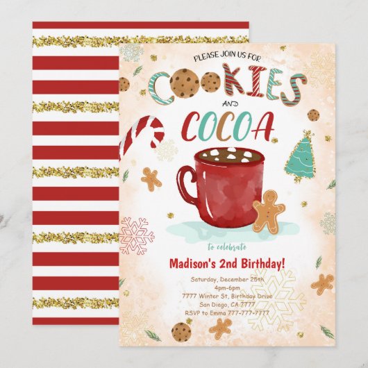 Invitation à l'anniversaire du cookie (Devant / Derrière)