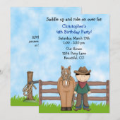 Invitation à l'anniversaire du cow-boy et du cheva (Devant / Derrière)