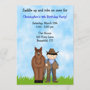 Invitation à l'anniversaire du cow-boy et du cheva