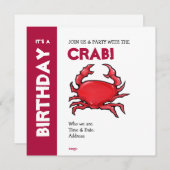 Invitation à l'anniversaire du crabe rouge (Devant / Derrière)