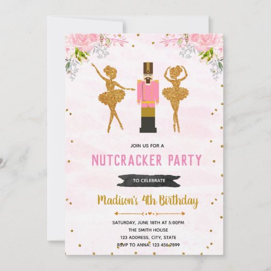 Invitation à l'anniversaire du croustillant floral (Devant)