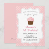 Invitation à l'anniversaire du Cupcake rose (Devant / Derrière)