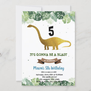 Invitation à l'anniversaire du dinosaure d'or de l