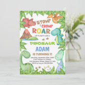 Invitation à l'anniversaire du dinosaure vert (Debout devant)