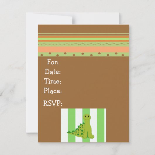 Invitation à l'anniversaire du dinosaure vert (Dos)