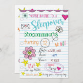 Invitation à l'anniversaire du Dodle de fille (Devant / Derrière)