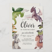 Invitation à l'anniversaire du dragon ・ Aquarelle  (Devant / Derrière)