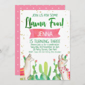 Invitation à l'anniversaire du fiesta de Lama (Devant / Derrière)