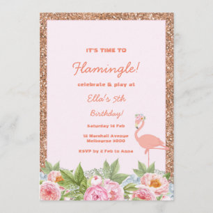 Invitation à l'anniversaire du Flamant rose Flamin