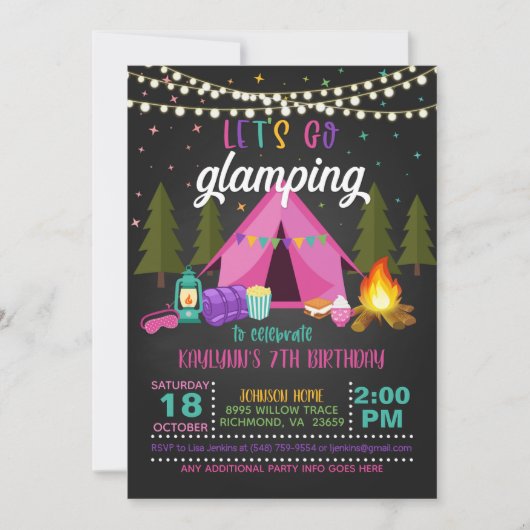 Invitation à l'anniversaire du flamping (Devant)