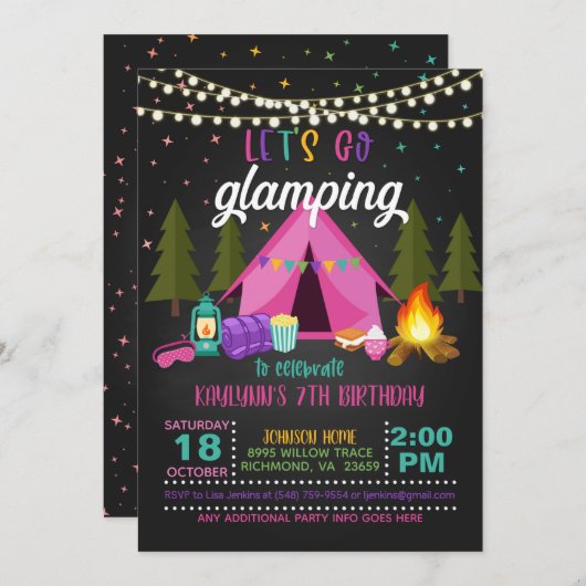 Invitation à l'anniversaire du flamping (Devant / Derrière)