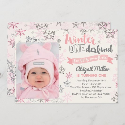 Invitation à l'anniversaire du flocon de neige - H (Devant / Derrière)