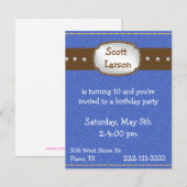 Invitation à l'anniversaire du garçon (Devant / Derrière)