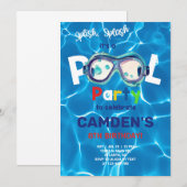 Invitation à l'anniversaire du garçon de la piscin (Devant / Derrière)
