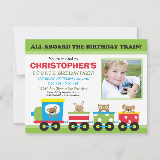 Invitation à l'anniversaire du Garçon de train à b (Devant)