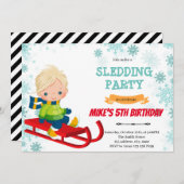 Invitation à l'anniversaire du garçon Sled (Devant / Derrière)