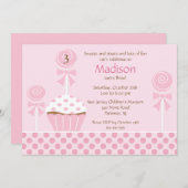 Invitation à l'anniversaire du gâteau sucré (Devant / Derrière)