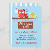 Invitation à l'anniversaire du hibou (Devant / Derrière)