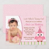 Invitation à l'anniversaire du hibou 1er avec phot (Devant / Derrière)