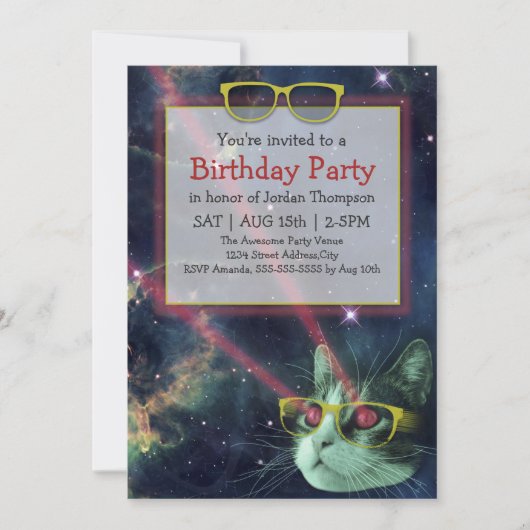 Invitation à l'anniversaire du Hipster de l'espace (Devant)