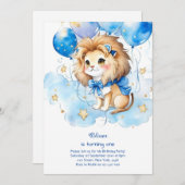 Invitation à l'anniversaire du lion mignon (Devant / Derrière)