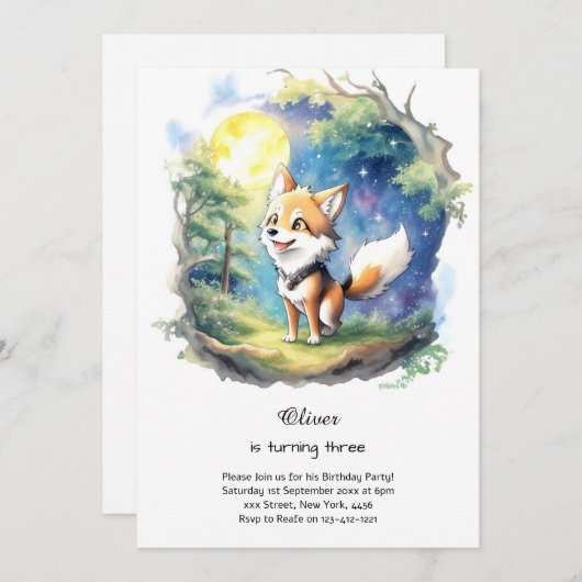 Invitation à l'anniversaire du loup (Devant / Derrière)