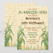 Invitation à l'anniversaire du maïs Maze (Devant / Derrière)