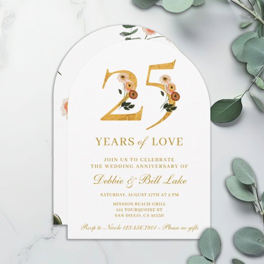 Invitation à l'anniversaire du mariage 25 ans d'am