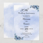 Invitation à l'anniversaire du Mariage bleu classi (Devant / Derrière)