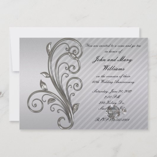 Invitation à l'anniversaire du Mariage de diamant (Dos)