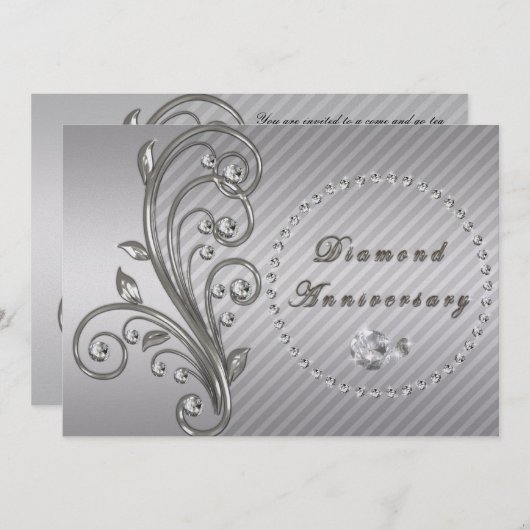 Invitation à l'anniversaire du Mariage de diamant (Devant / Derrière)