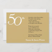 Invitation à l'anniversaire du Mariage d'or (Dos)